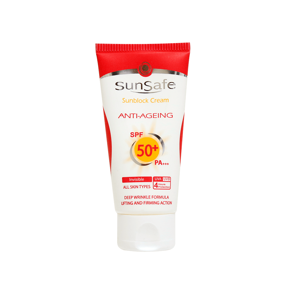 كرم ضد آفتاب +SPF50 ضد چروك سان سيف (بدون رنگ)