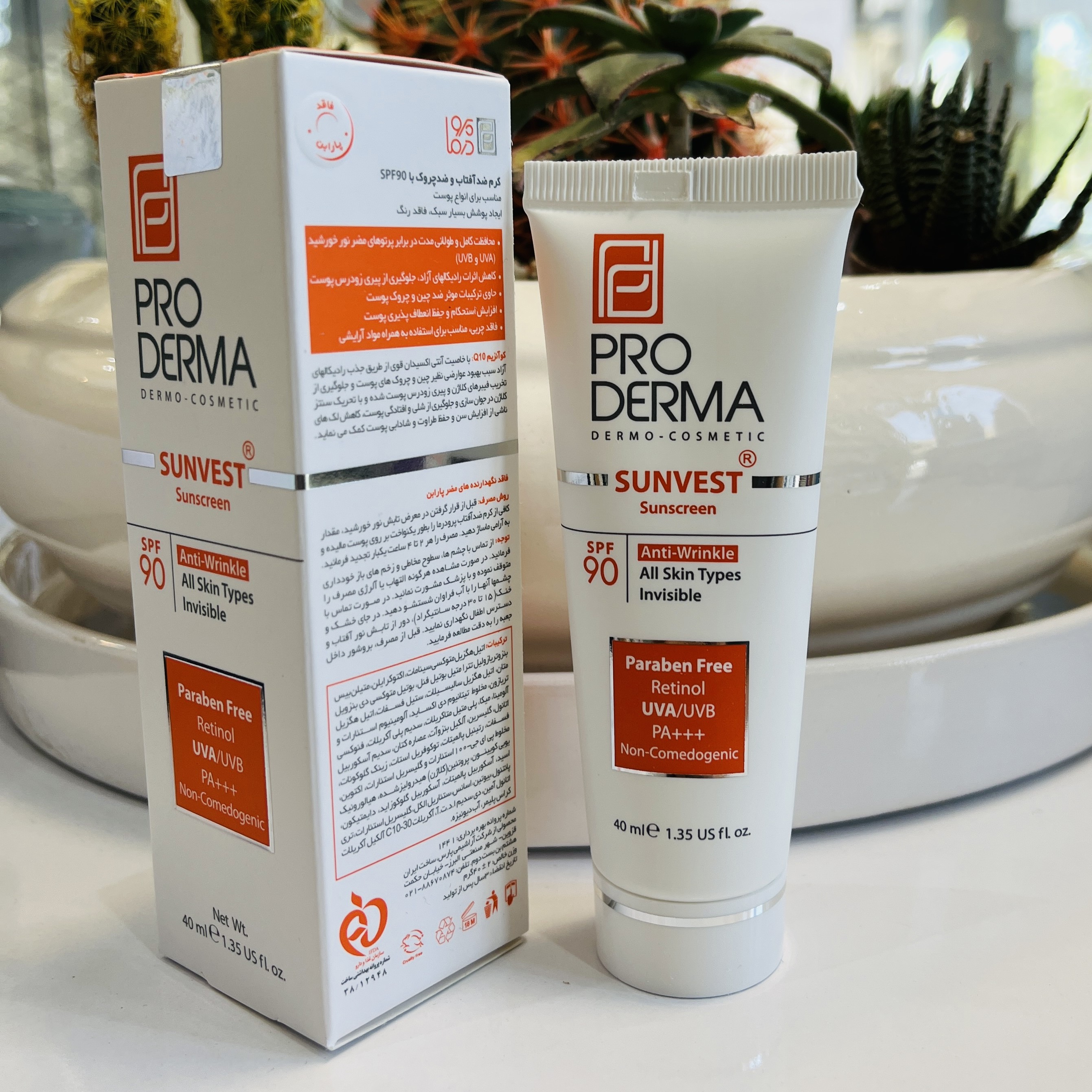 کرم ضدآفتاب وضدچروک SPF%90انواع پوست فاقدرنگ پرودرما